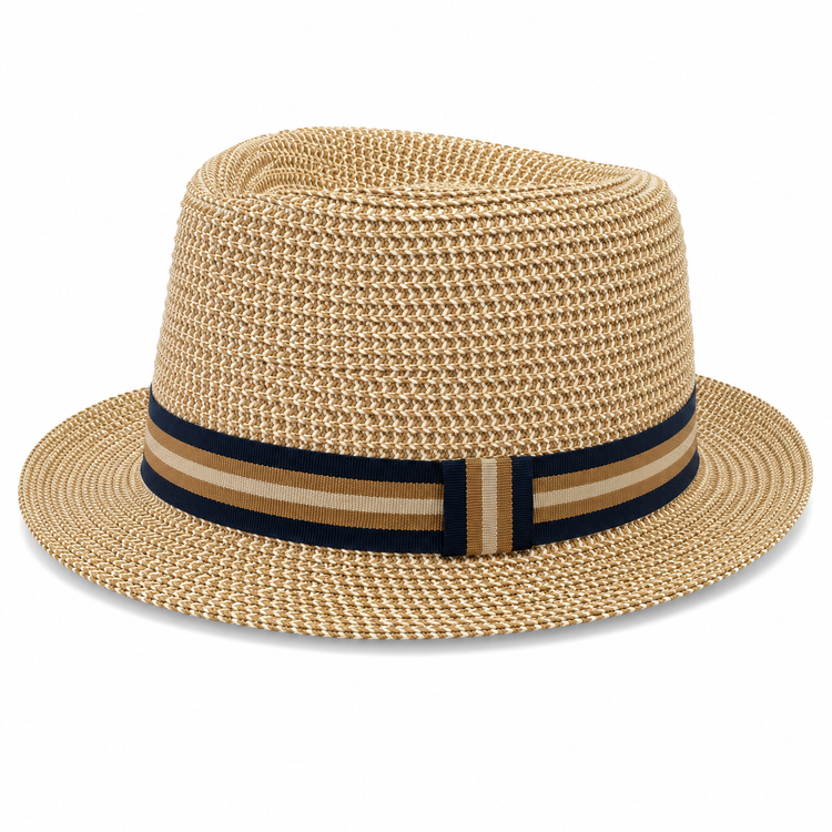 Chapeau Panama Tressé Ruban Rayé