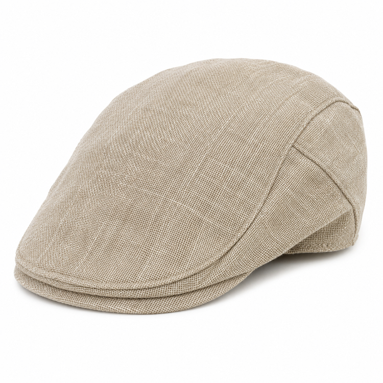 Casquette Plate Irlandaise Beige Lin Homme Été