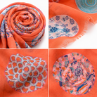 Foulard Imprimé Médaillons Mosaïque Mandala Fond Corail Franges - ModeAccess