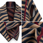 Poncho Réversible Rayures Zébrées Face Camel Détail - ModeAccess