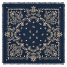 Foulard Carré Imprimé Bandana Paisley Frangé Écru Noir - ModeAccess