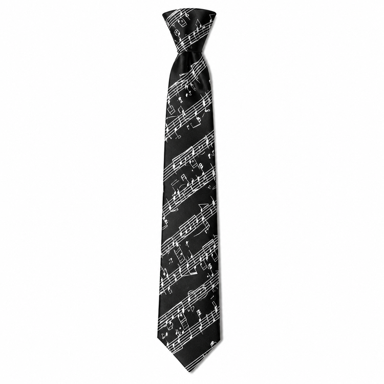 Cravate Noire Motif Partition Musicale