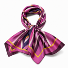 Foulard Carré Satin Rayures Fuchsia Violet Doré - ModeAccess