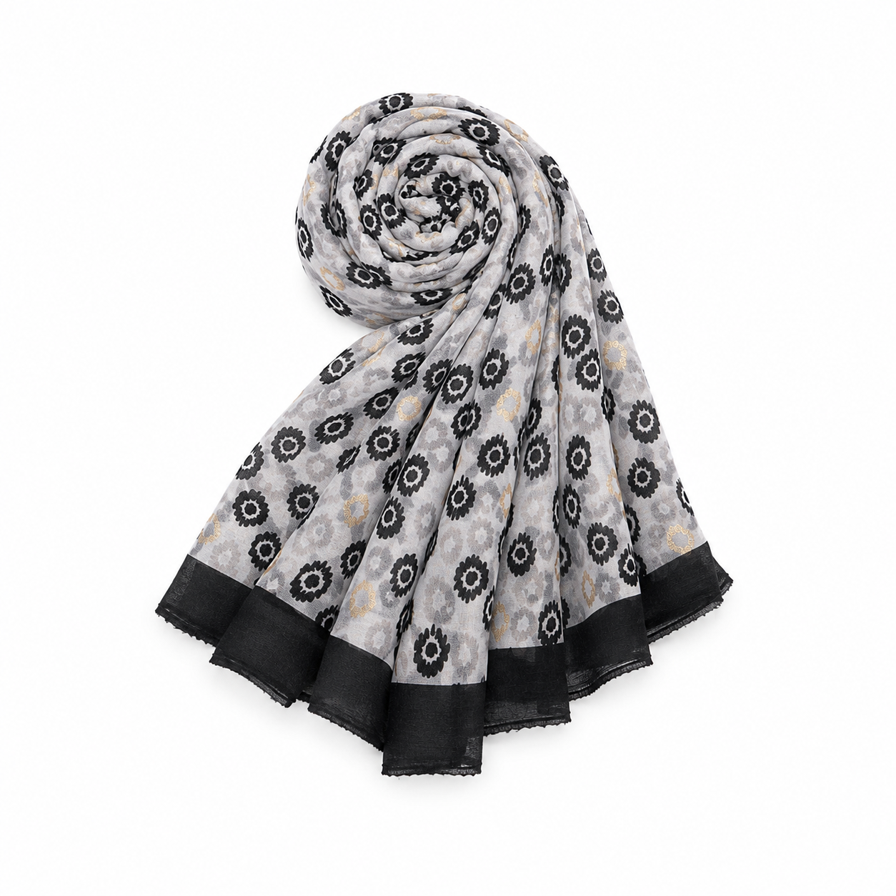 Foulard imprimé fleur Noir & doré - ModeAccess