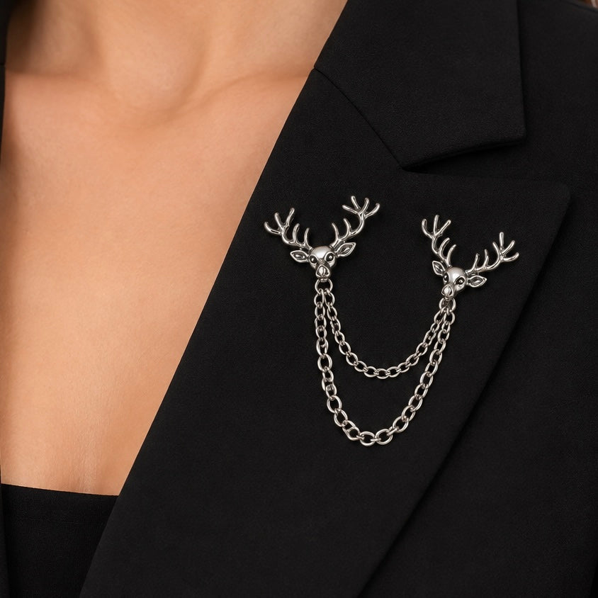 Broche Double Cerf Chaîne - ModeAccess