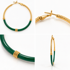 Boucles d'Oreilles Créoles Émail Vert Doré - ModeAccess