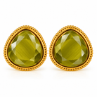 Boucles d’Oreilles Clip Verre Facetté - ModeAccess - Vert olive