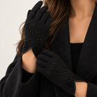 Gants Laine Strass Nœud Noirs Porté - ModeAccess
