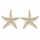 Boucles d'Oreilles Étoile de Mer Blanche Émaillée Oversize - ModeAccess