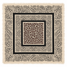 Foulard Carré Imprimé Paisley Léopard Frangé Marron Écru - ModeAccess