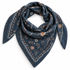 Foulard Carré Paisley Clous 90x90 Bleu Marine - ModeAccess