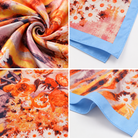Foulard Carré Floral Orange Bleu - ModeAccess