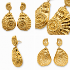 Boucles d'Oreilles Ammonite Coquillage Doré Détail - ModeAccess