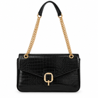Sac Bandoulière Croco Boucle Dorée Noir - ModeAccess