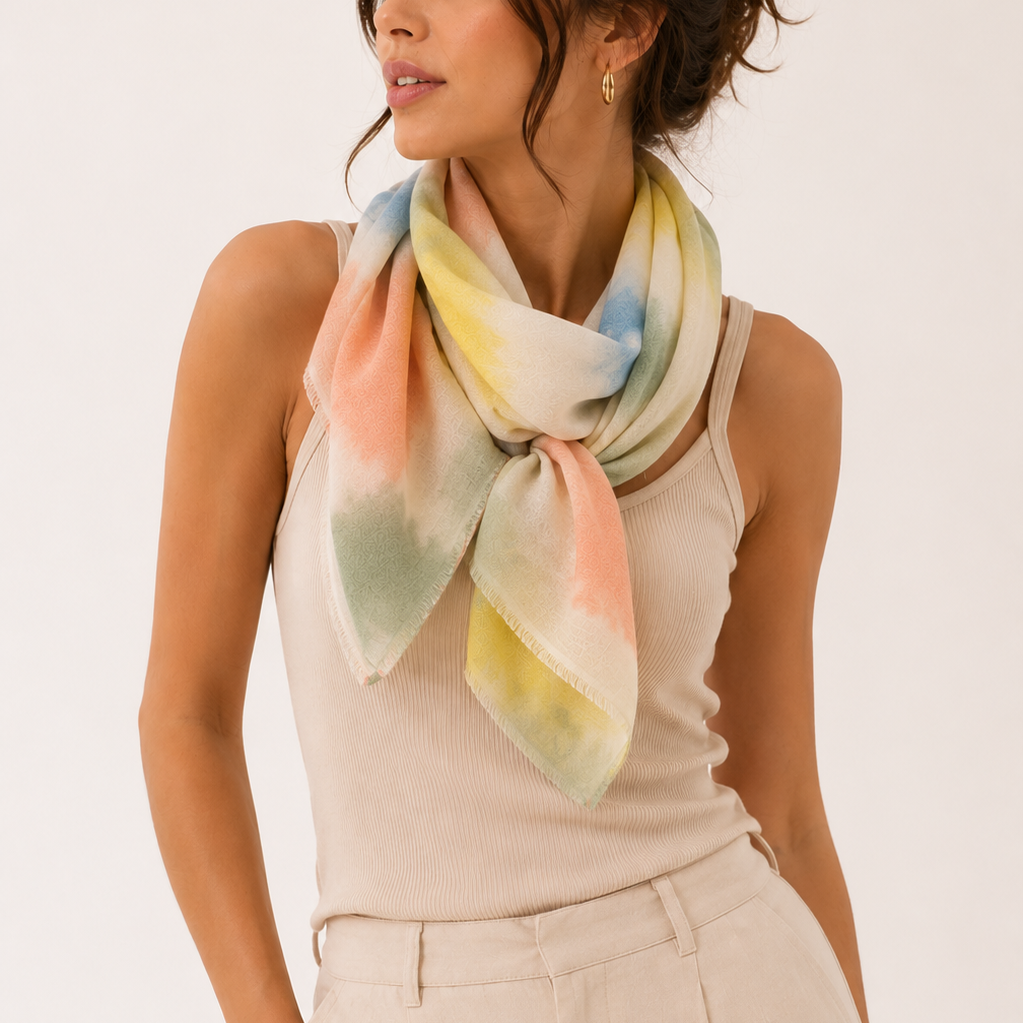 Foulard Tie-Dye Pastel Multicolore Porté - ModeAccess