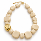 Collier Perles Résine Beige Ivoire Doré - ModeAccess