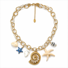 Collier Charms Marins Spirale Dorée Corde Blanche - ModeAccess