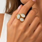 Bague Trois Cabochons Nacre Dorée - ModeAccess