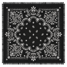 Foulard Carré Imprimé Bandana Paisley Frangé Sauge Noir - ModeAccess