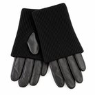Gants Cuir Manchette Tricotée Noirs - ModeAccess