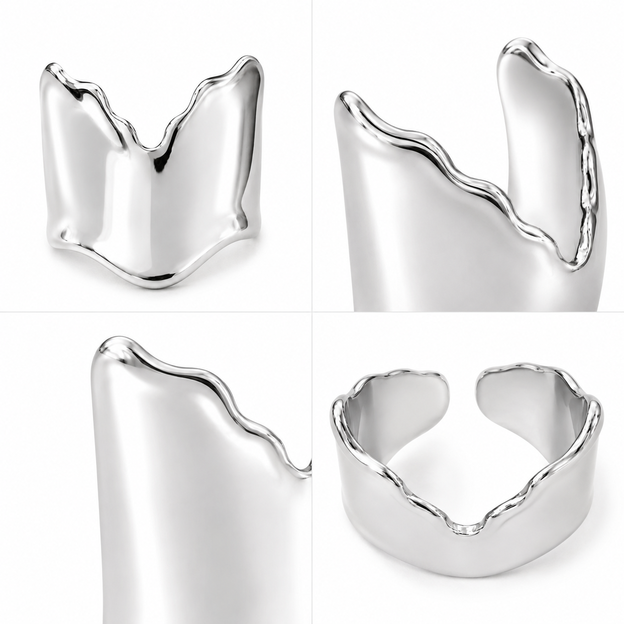 Bracelet Manchette Large Sculptée Détail Argenté - ModeAccess