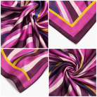 Foulard Carré Satin Rayures Fuchsia Violet Détail Matière - ModeAccess