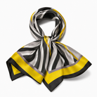 Foulard Carré Satin Rayures Noir Jaune Doré - ModeAccess