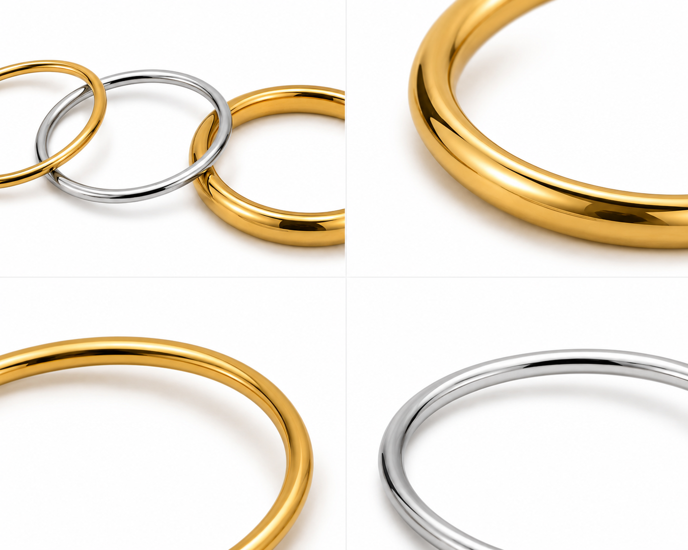 Lot de 3 Bracelets Lisses Acier Inoxydable - ModeAccess