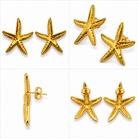 Boucles d'Oreilles Étoile de Mer Dorée Détail - ModeAccess