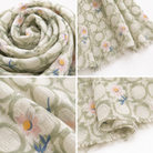 Foulard Floral Marguerites Vert Sauge Détail Matière - ModeAccess