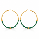 Boucles d'Oreilles Créoles Émail Vert Doré - ModeAccess