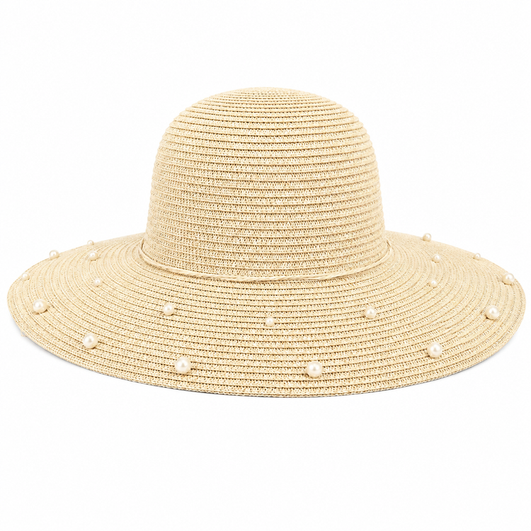 Chapeau de Soleil Tressé Perles Fantaisie