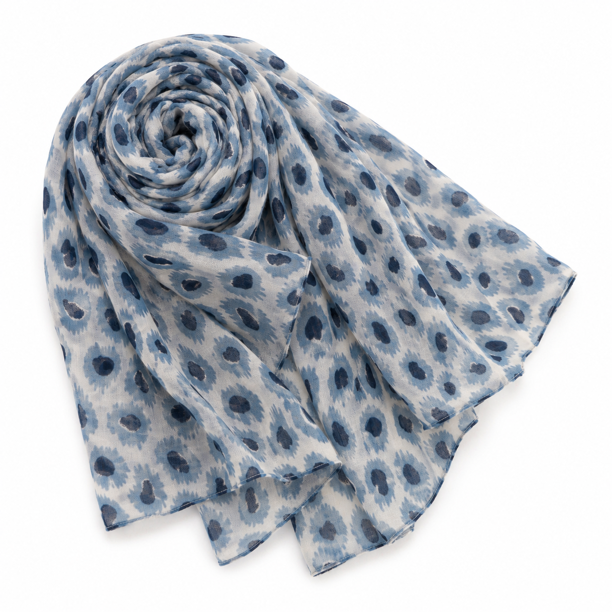 Foulard Léopard Ikat Bleu Marine Polyester - ModeAccess