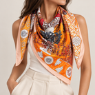 Foulard Carré Bohème Orange Rose - ModeAccess