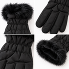 Gants Matelassés Fausse Fourrure Noirs Porté - ModeAccess