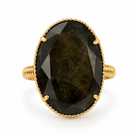 Bague Ovale Pierre Noire Dorée - ModeAccess