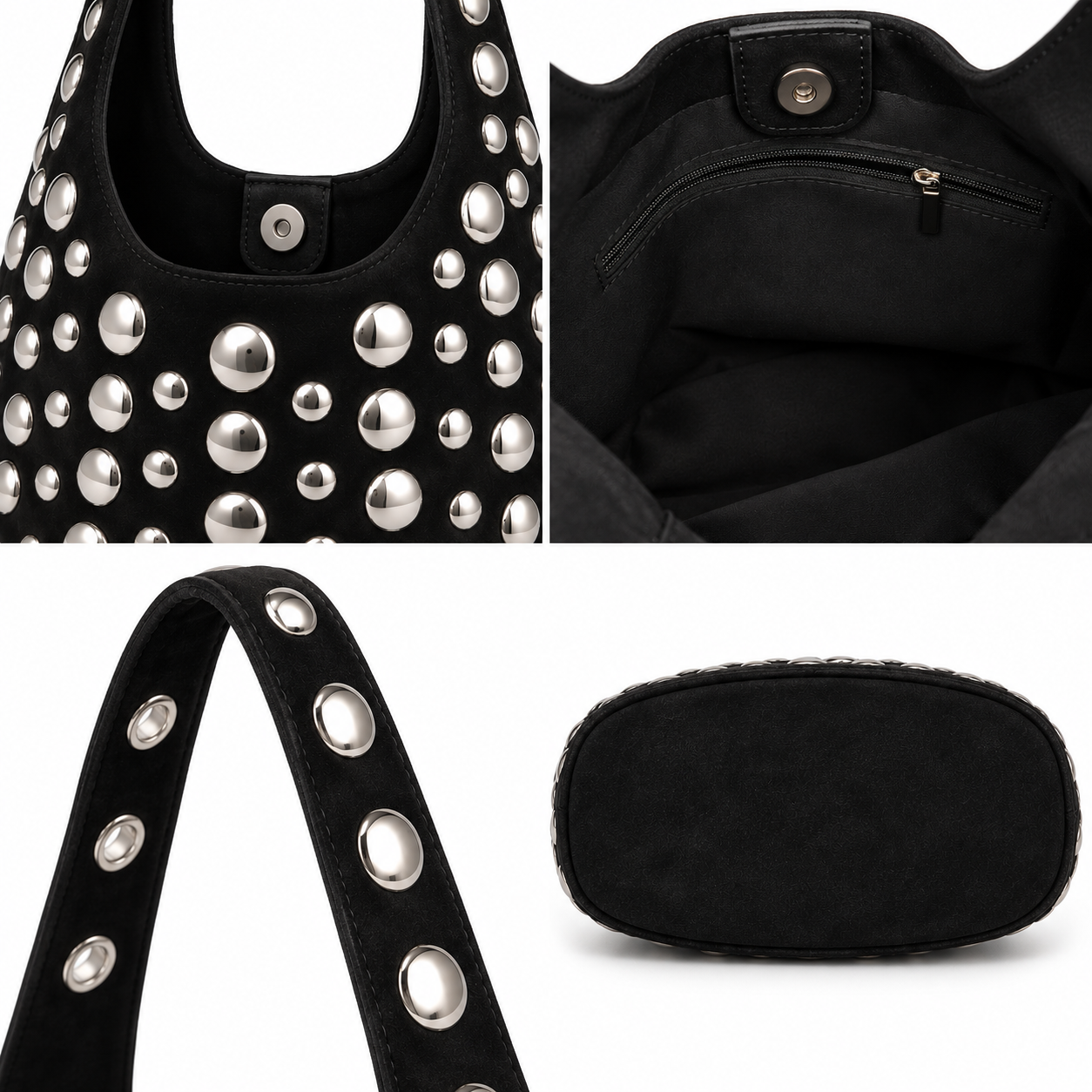 Sac Hobo Clous Métalliques Noir - ModeAccess