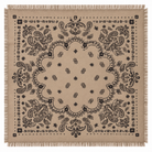 Foulard Carré Imprimé Bandana Paisley Frangé Marron Écru - ModeAccess