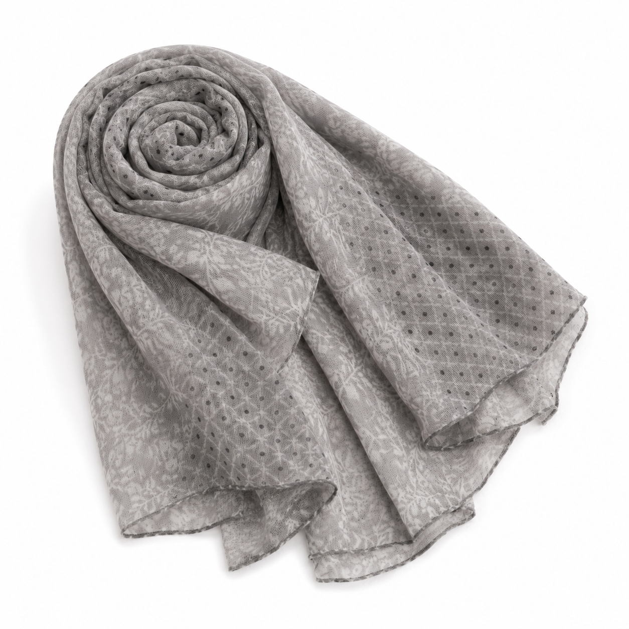 Foulard Léger Imprimé Floral Gris Pois - ModeAccess