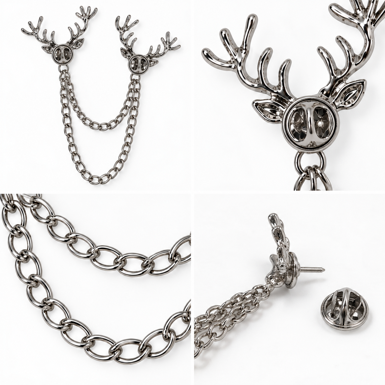 Broche Double Cerf Chaîne - ModeAccess