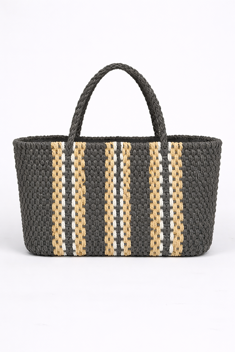 Panier Tressé Rayé Multicolore