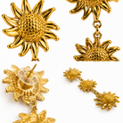 Boucles d'Oreilles Pendantes Triple Tournesol Doré en Cascade - ModeAccess