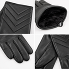 Gants Cuir Matelassés Chevron Noirs Détail - ModeAccess
