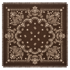 Foulard Carré Imprimé Bandana Paisley Frangé Noir Blanc - ModeAccess