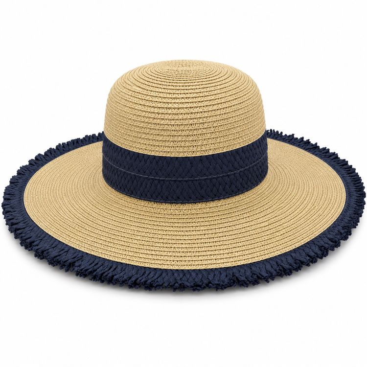 Chapeau de Soleil Tressé Larges Bords Frangés