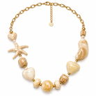 Collier Perles Résine Étoile de Mer Beige Doré - ModeAccess
