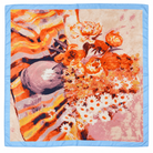 Foulard Carré Floral Orange Bleu - ModeAccess