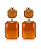 Boucles d’Oreilles Pendantes Rectangles Verre Facetté - ModeAccess - Ambre