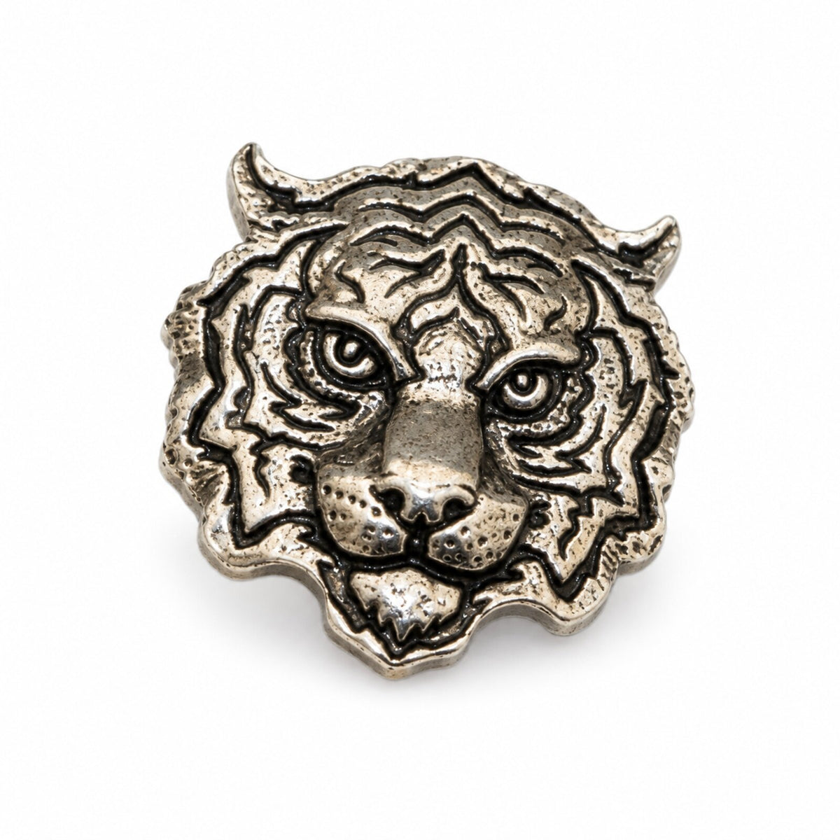 Cache-Bouton Tête de Tigre Ciselée