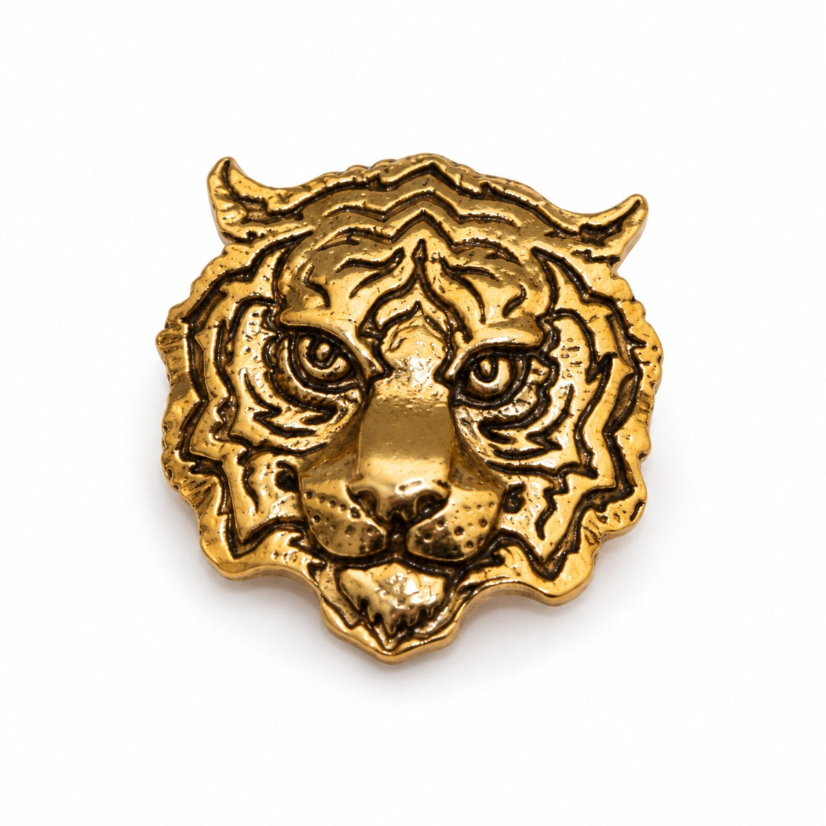 Cache-Bouton Tête de Tigre Ciselée